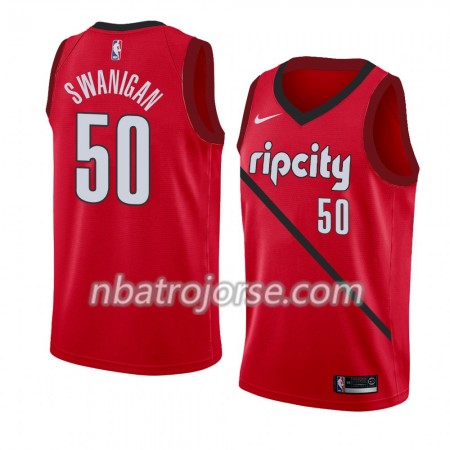 Män Portland Trail Blazers Tröja Caleb Swanigan 50 2018-19 Nike Röd Swingman